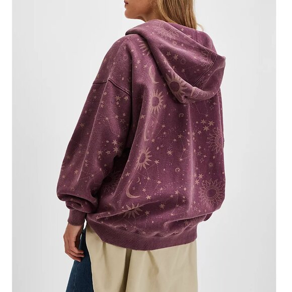 We The Free It's A Vibe Printed Hoodie Color: Plum Combo - Picture 2 of 4